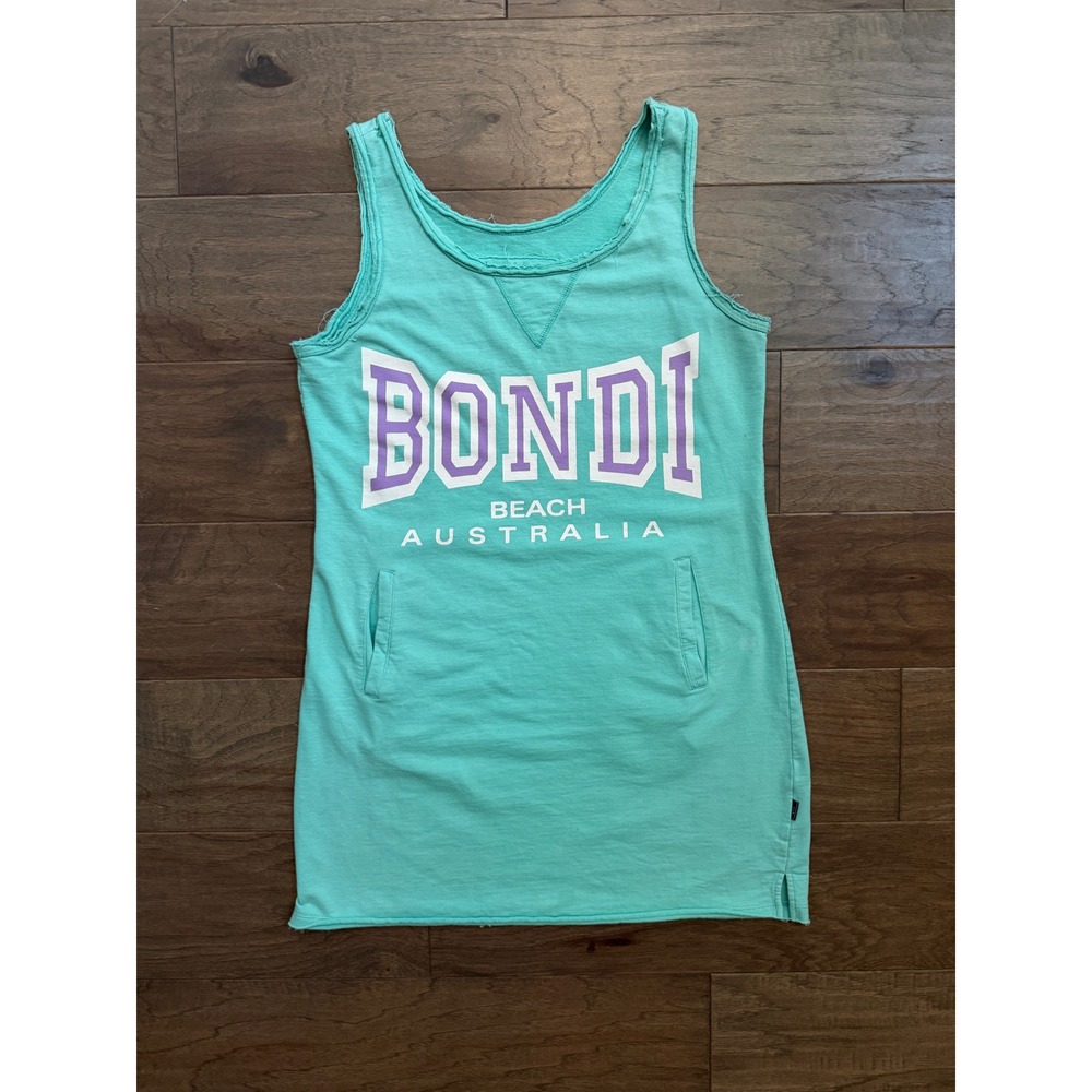Between the Flags Bondi Beach Australia Tank Dress Teal Green Graphic Size 12